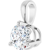 14K Gold Round Lab-Grown Diamond Solitaire Necklace or Pendant - White Gold - view 2