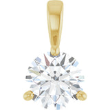 14K Gold Round Lab-Grown Diamond Solitaire Necklace or Pendant - Yellow Gold