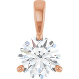 14K Gold Round Lab-Grown Diamond Solitaire Necklace or Pendant - Rose Gold