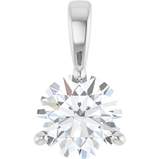 Platinum Round Natural Diamond Solitaire Necklace or Pendant