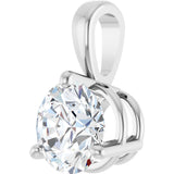 14K Gold Round Lab-Grown Diamond Solitaire Necklace or Pendant - White Gold - view 2