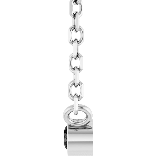 14K Gold Round Natural Black Diamond Bezel-Set Solitaire Necklace - White Gold - view 3