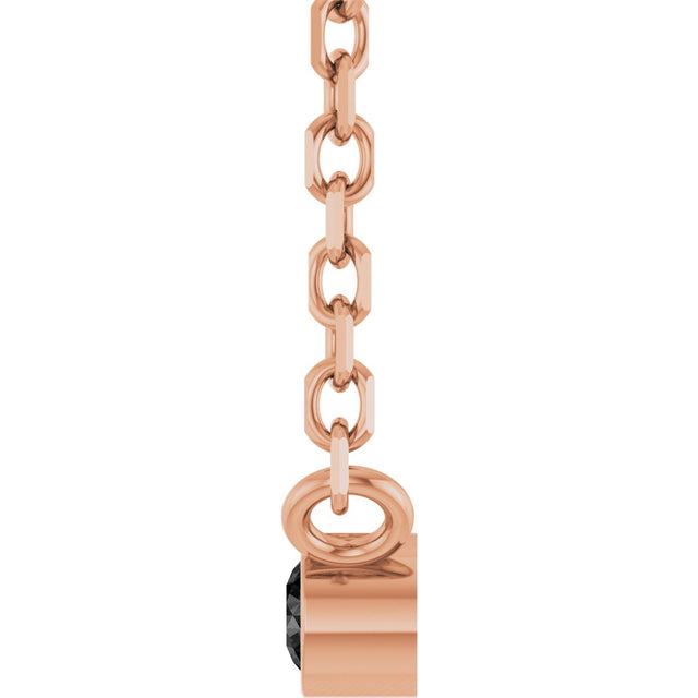 14K Gold Round Natural Black Diamond Bezel-Set Solitaire Necklace - Rose Gold - view 3