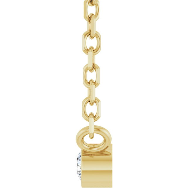 14K Gold Round Natural Diamond Bezel-Set Solitaire Necklace – up to 0.015 CTW - Yellow Gold - view 3