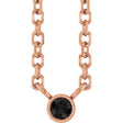 14K Gold Round Natural Black Diamond Bezel-Set Solitaire Necklace - Rose Gold