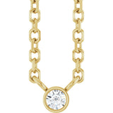 14K Gold Round Natural Diamond Bezel-Set Solitaire Necklace – up to 0.015 CTW - Yellow Gold