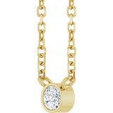 14K Gold Round Natural Diamond Bezel-Set Solitaire Necklace – up to 0.015 CTW - Yellow Gold - view 2