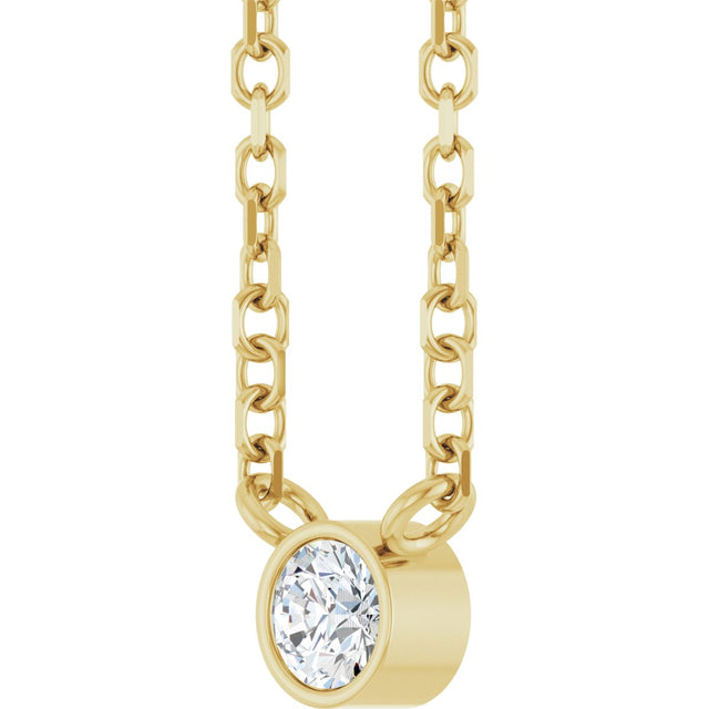 14K Gold Round Natural Diamond Bezel-Set Solitaire Necklace – up to 0.015 CTW - Yellow Gold - view 2