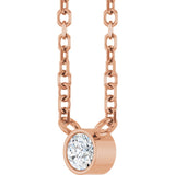 14K Gold Round Natural Diamond Bezel-Set Solitaire Necklace – up to 0.015 CTW - Rose Gold - view 2
