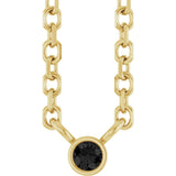 14K Gold Round Natural Black Diamond Bezel-Set Solitaire Necklace - Yellow Gold