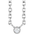 Platinum Round Natural Diamond Bezel-Set Solitaire Necklace