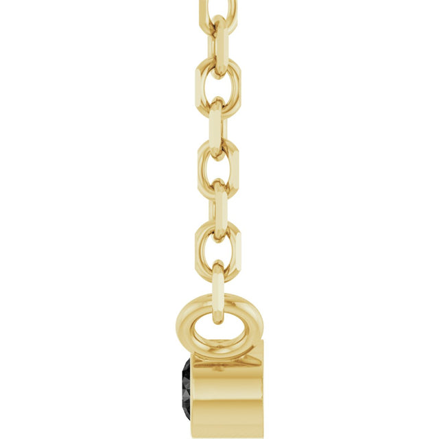 14K Gold Round Natural Black Diamond Bezel-Set Solitaire Necklace - Yellow Gold - view 3
