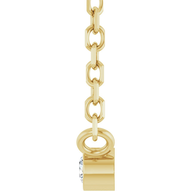 14K Gold Round Natural Diamond Bezel-Set Solitaire Necklace – up to 0.015 CTW - Yellow Gold - view 3