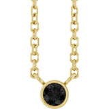 14K Gold Round Natural Black Diamond Bezel-Set Solitaire Necklace - Yellow Gold