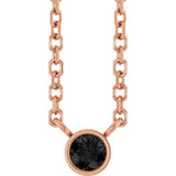 14K Gold Round Natural Black Diamond Bezel-Set Solitaire Necklace - Rose Gold