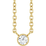 14K Gold Round Natural Diamond Bezel-Set Solitaire Necklace – up to 0.015 CTW - Yellow Gold
