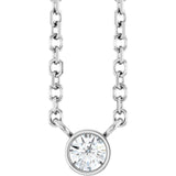 Platinum Round Natural Diamond Bezel-Set Solitaire Necklace