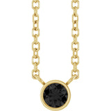 14K Gold Round Natural Black Diamond Bezel-Set Solitaire Necklace - Yellow Gold