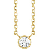 14K Gold Round Natural Diamond Bezel-Set Solitaire Necklace – up to 0.015 CTW - Yellow Gold