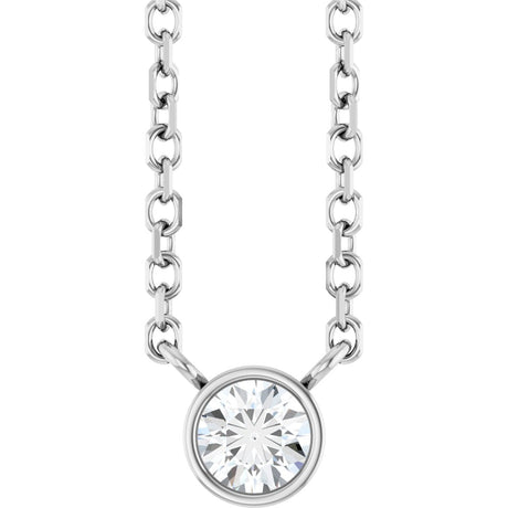 Platinum Round Natural Diamond Bezel-Set Solitaire Necklace