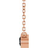 14K Gold Round Natural Black Diamond Bezel-Set Solitaire Necklace - Rose Gold - view 3