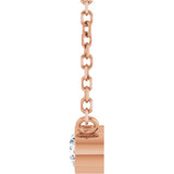 14K Gold Round Natural Diamond Bezel-Set Solitaire Necklace – up to 0.015 CTW - Rose Gold - view 3
