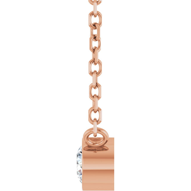14K Gold Round Natural Diamond Bezel-Set Solitaire Necklace – up to 0.015 CTW - Rose Gold - view 3