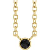 14K Gold Round Natural Black Diamond Bezel-Set Solitaire Necklace - Yellow Gold