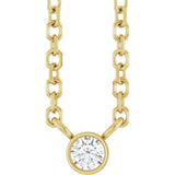 14K Gold Round Natural Diamond Bezel-Set Solitaire Necklace – up to 0.015 CTW - Yellow Gold