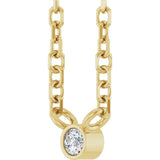 14K Gold Round Natural Diamond Bezel-Set Solitaire Necklace – up to 0.015 CTW - Yellow Gold - view 2