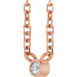 14K Gold Round Natural Diamond Bezel-Set Solitaire Necklace – up to 0.015 CTW - Rose Gold - view 2