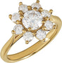 14K Gold Round Natural Diamond Cluster Ring – 6.3mm Stones - Yellow Gold