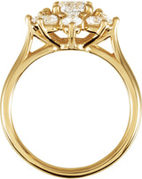 14K Gold Round Natural Diamond Cluster Ring – 6.3mm Stones - Yellow Gold - view 2