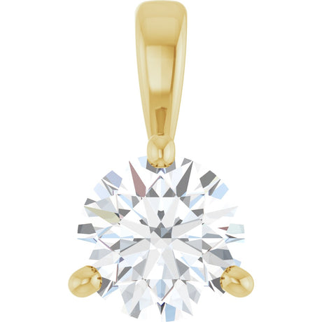 14K Gold Round Lab-Grown Diamond Solitaire Necklace or Pendant - Yellow Gold