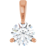 14K Gold Round Lab-Grown Diamond Solitaire Necklace or Pendant - Rose Gold