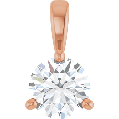 14K Gold Round Lab-Grown Diamond Solitaire Necklace or Pendant - Rose Gold