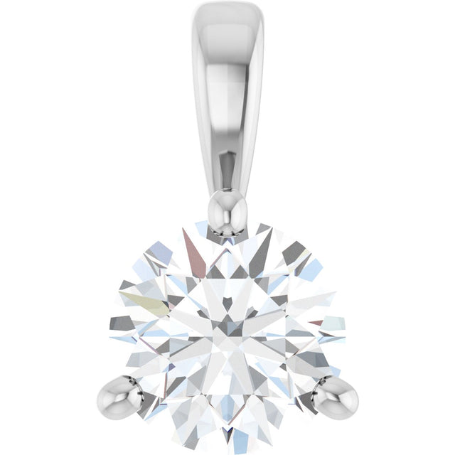 Platinum Round Natural Diamond Solitaire Necklace or Pendant