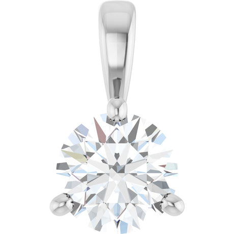 14K Gold Round Lab-Grown Diamond Solitaire Necklace or Pendant - White Gold