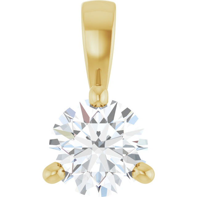 14K Gold Round Lab-Grown Diamond Solitaire Necklace or Pendant - Yellow Gold