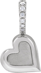 Platinum Round Natural Diamond Engravable Heart Pendant
