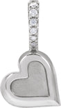 Platinum Round Natural Diamond Engravable Heart Pendant