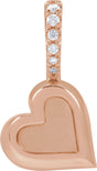 14K Gold Round Natural Diamond Engravable Heart Pendant - Rose Gold