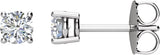 Platinum Natural Diamond Round 4-Prong Stud Earrings