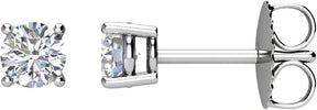 Platinum Natural Diamond Round 4-Prong Stud Earrings