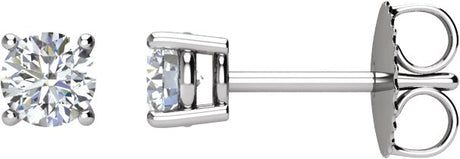 Platinum Natural Diamond Round 4-Prong Stud Earrings
