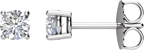 Platinum Natural Diamond Round 4-Prong Stud Earrings