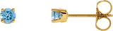 14K Gold Natural Swiss Blue Topaz Round 4-Prong Youth Birthstone Stud Earrings