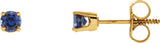 14K Gold Natural Blue Sapphire Round 4-Prong Youth Birthstone Stud Earrings - Yellow Gold