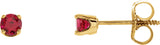 14K Gold Ruby Round 4-Prong Youth Birthstone Stud Earrings - Yellow Gold
