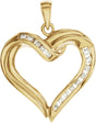 14K Gold Round Natural Diamond Heart Pendant – 1/4 CTW